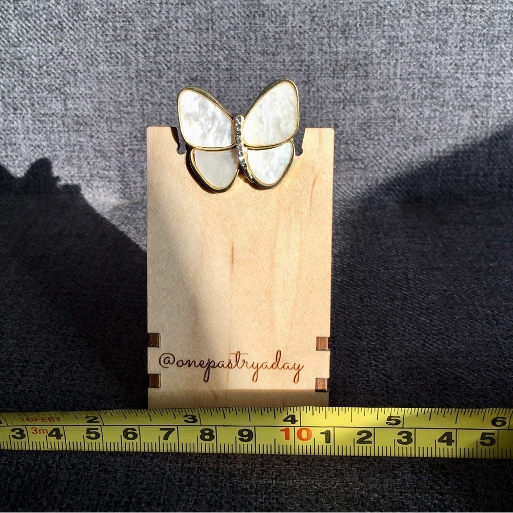 Butterfly Mother of Pearl + Rhinestone Fashion Brooch, Pin, Sparkly, Festive - Picture 7 of 16